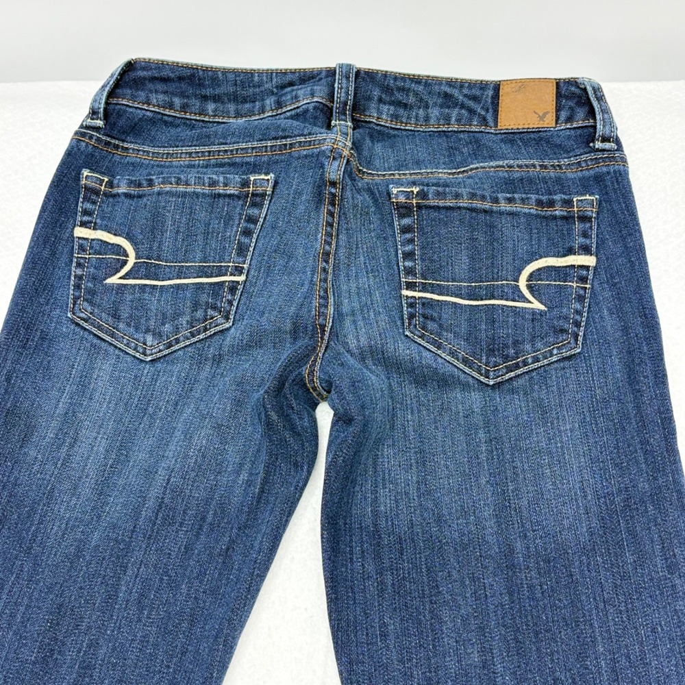 American Eagle Vintage Flare Jeans Dark Wash Low Rise Stretch Size 0 Regular - Picture 9 of 13